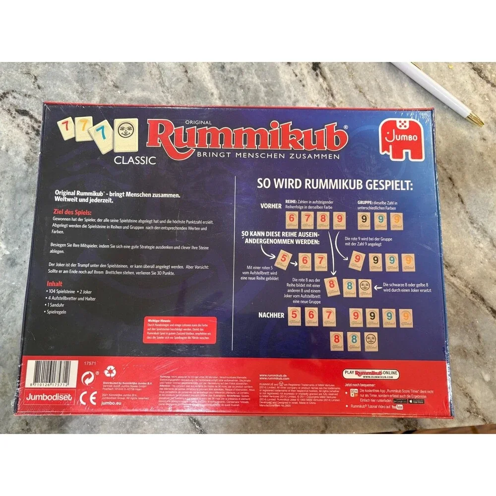 ORIGINAL RUMMIKUB CLASSIC GAME GERMAN VERSION JUMBO EU BRINGT MENSCHEN ZUSAMMEN